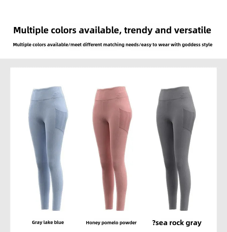 Training Leggings with Pockets for Women - High Elastic Yoga Pants Tummy Control High Waist 4-Way Stretch Gym Workout  Athletic