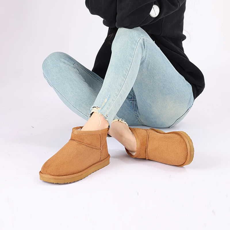 Comwarm Winter Fuzzy Snow Boots Women Fashion Brand Plush Short Ankle Boots Indoor Cotton Women Shoes Fur Home Women Mini Boots