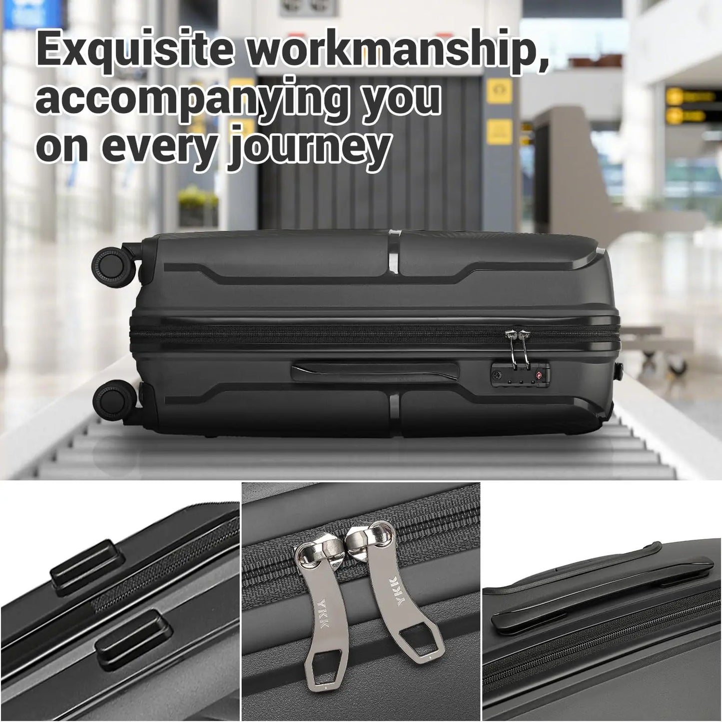 British Traveller 20/24/28" Lightweight Hardshell Suitcase - 4-Wheel Polypropylene Check-In Luggage with TSA Lock (23kg)