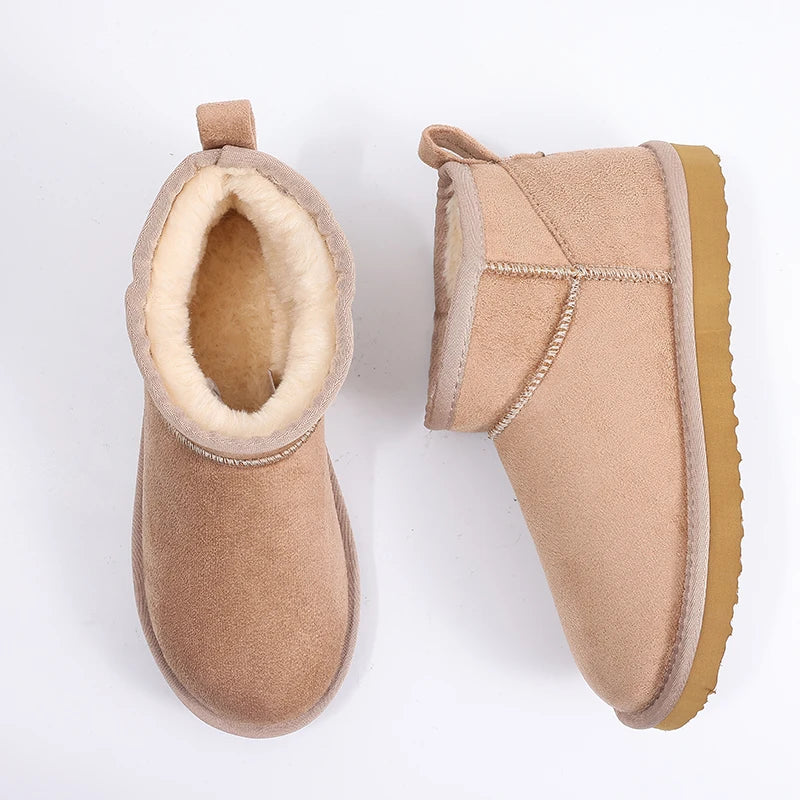 Luxury Winter Short Plush Snow Boots Cotton Shoes New Anti-suede Women Boots Casual Flat Nonslip Cotton Boots Mini Fur Boots