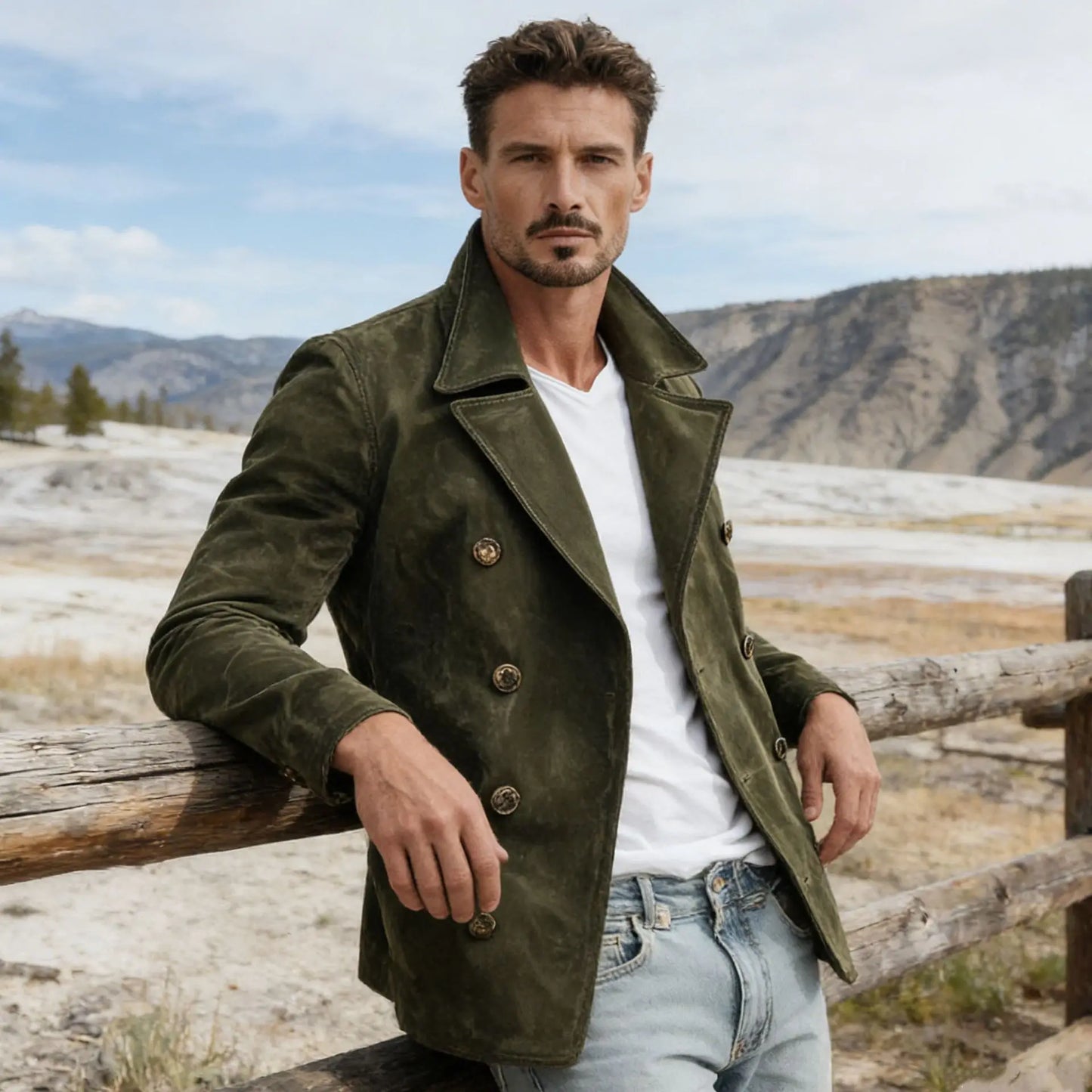 Men Autumn Winter Faux Suede Jacket New Retro Casual Fashion Coat Outdoor Commuting Daily Wear Long Sleeve Outerwear For Male