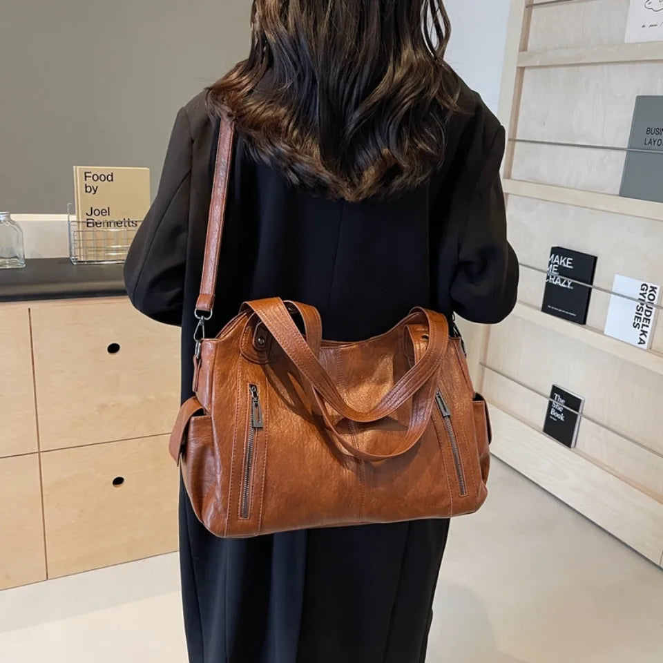 Daily Business Commuting Large Capacity Tote Hand Bags Soft Leather Shoulder Crossbody Bags for Women Handbags Sturdy Durable