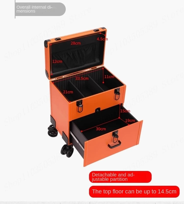 Embroidery Toolbox Beauty Nail Eyelashes Make-up Case Storage Mute Spinner Wheels Cosmetic Trolley Suitcase