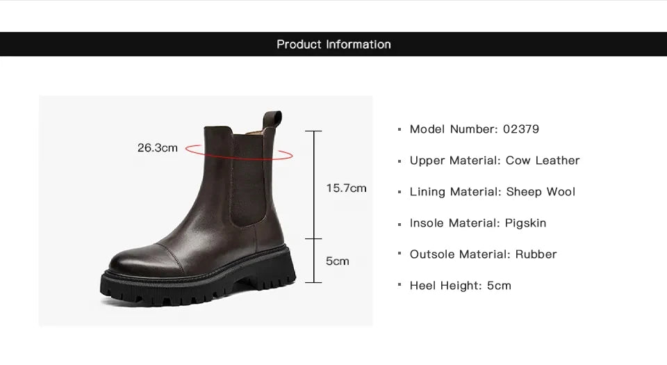 BeauToday Chelsea Women's Genuine Leather Boots Platform Round Toe Elastic Band Thick Sole Ladies Shoes Handmade 02379S