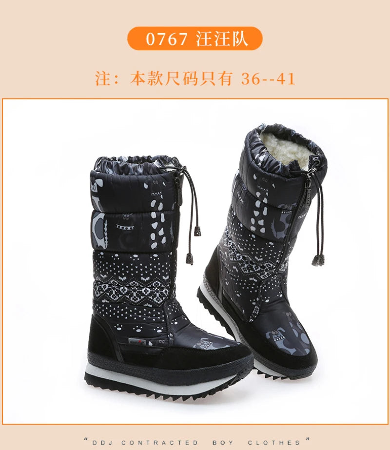 Large-Size Cotton Shoes For Winter Outdoor Thick Warm Cotton Shoes High-Top Snow Boots Winter Wild Plus Velvet Cotton Boots