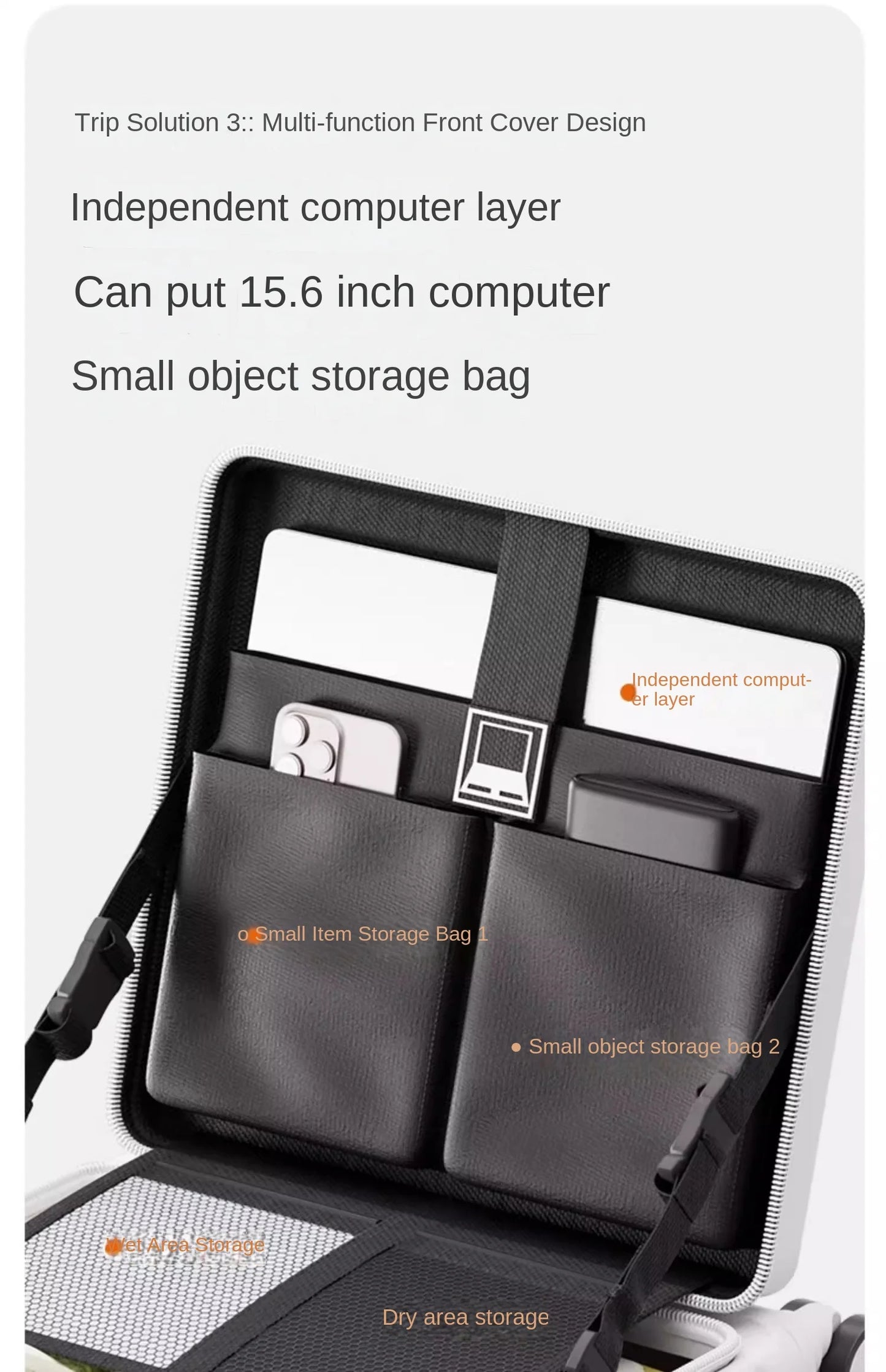Front Opening 18/20 inch Suitcase Cabin Luggage Small 16 inch Short Trip Bag Ultra-light Aluminium Frame Luggage Large Capacity
