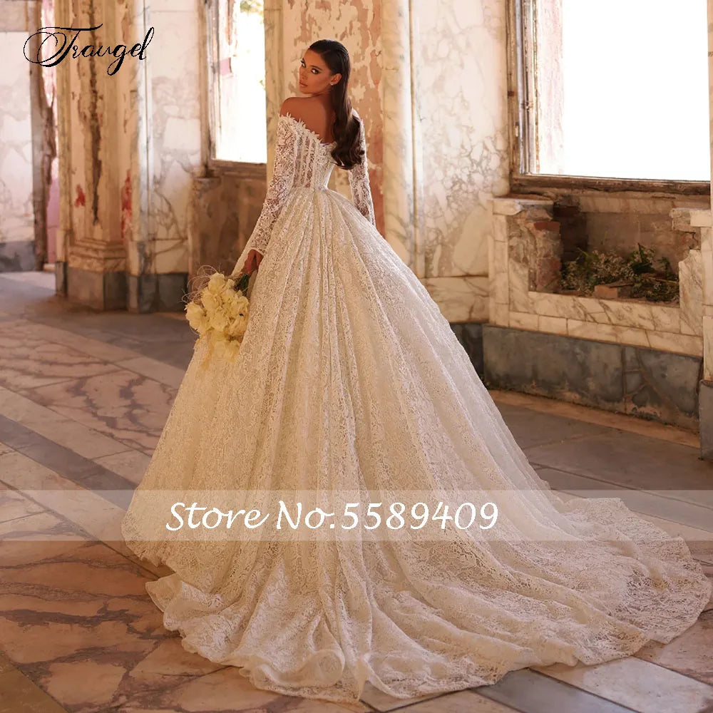 Customized Off The Shoulder Sexy A-Line Wedding Dresses Lace Embroidery Vestido De Novia For Women Elegant Robe De Mariee
