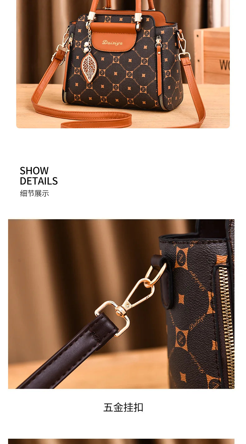 Fashionable Printed Women'S Handbag New High-Capacity Shoulder Bag Classic Retro Diagonal Cross Bag Urban Commuting Tote Bag