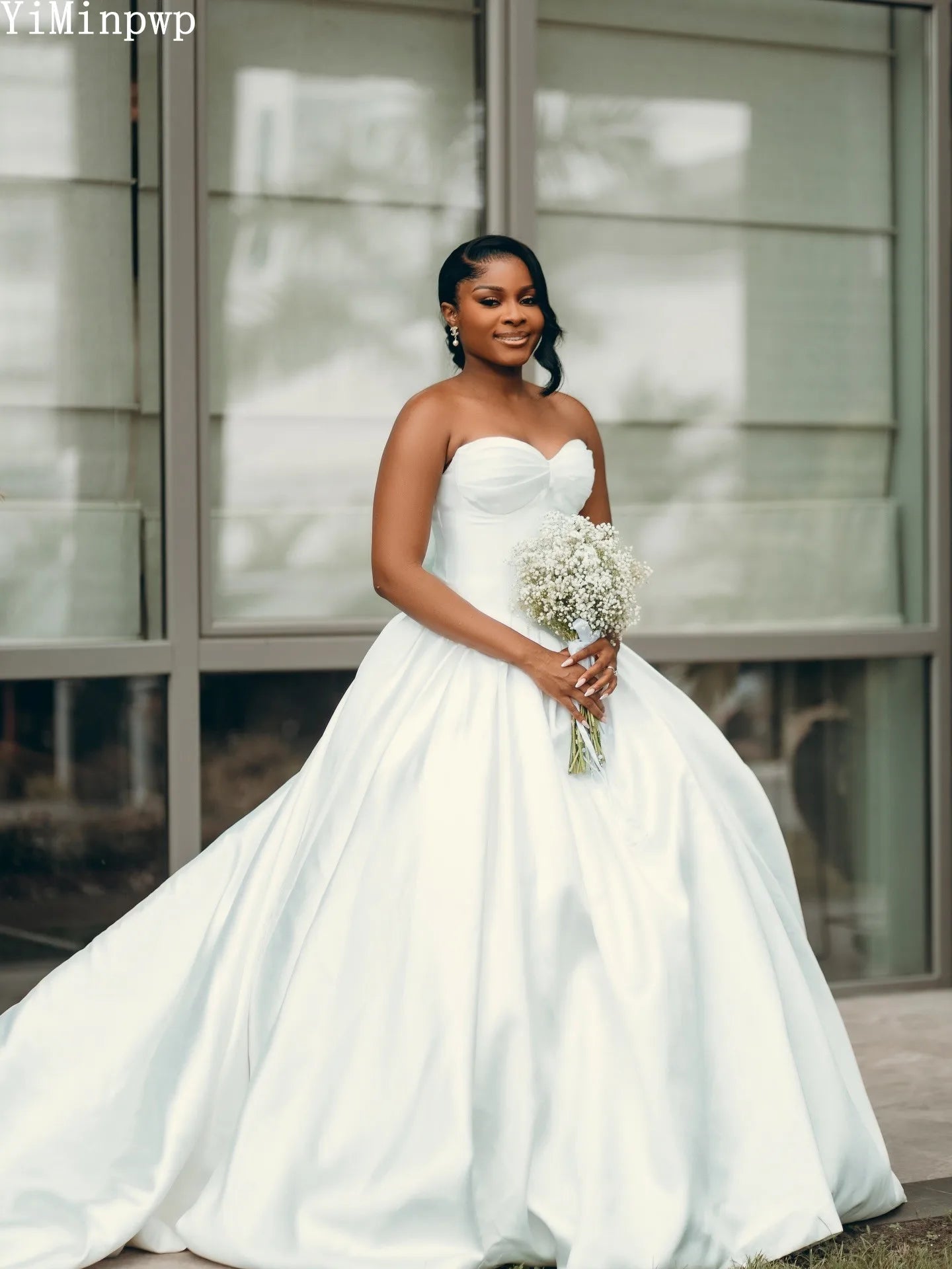 Simple White Wedding Dresses for Bride Sweetheart Drop-Waistline Corset Satin Summer Africa Bridal Ceremony Gown Customized