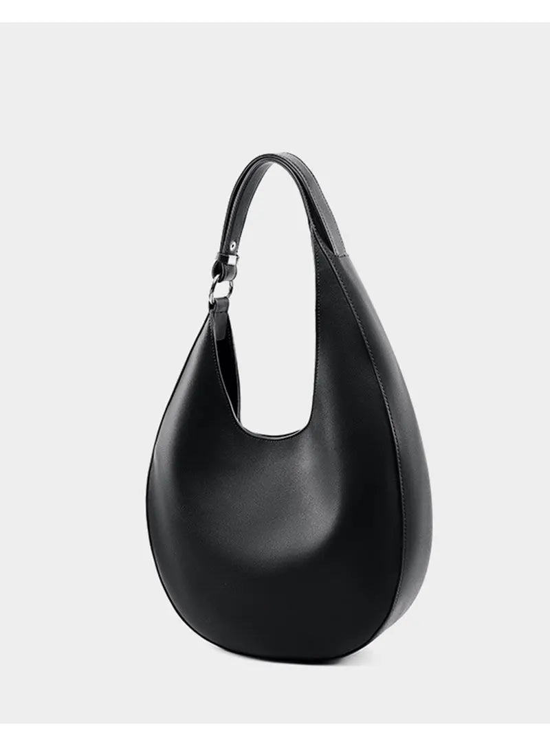 Genuine Leather Women Tote Bags Fashion Luxury Designer Women's Shoulder Bag Quality Cowhide Large Capacity Half Moon Handbags