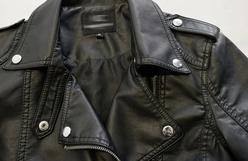 Black Faux Leather Jacket Women Y2K Retro Moto Biker Windproof Pu Leather Jackets Korean Street Cropped Outerwear Woman Clothes