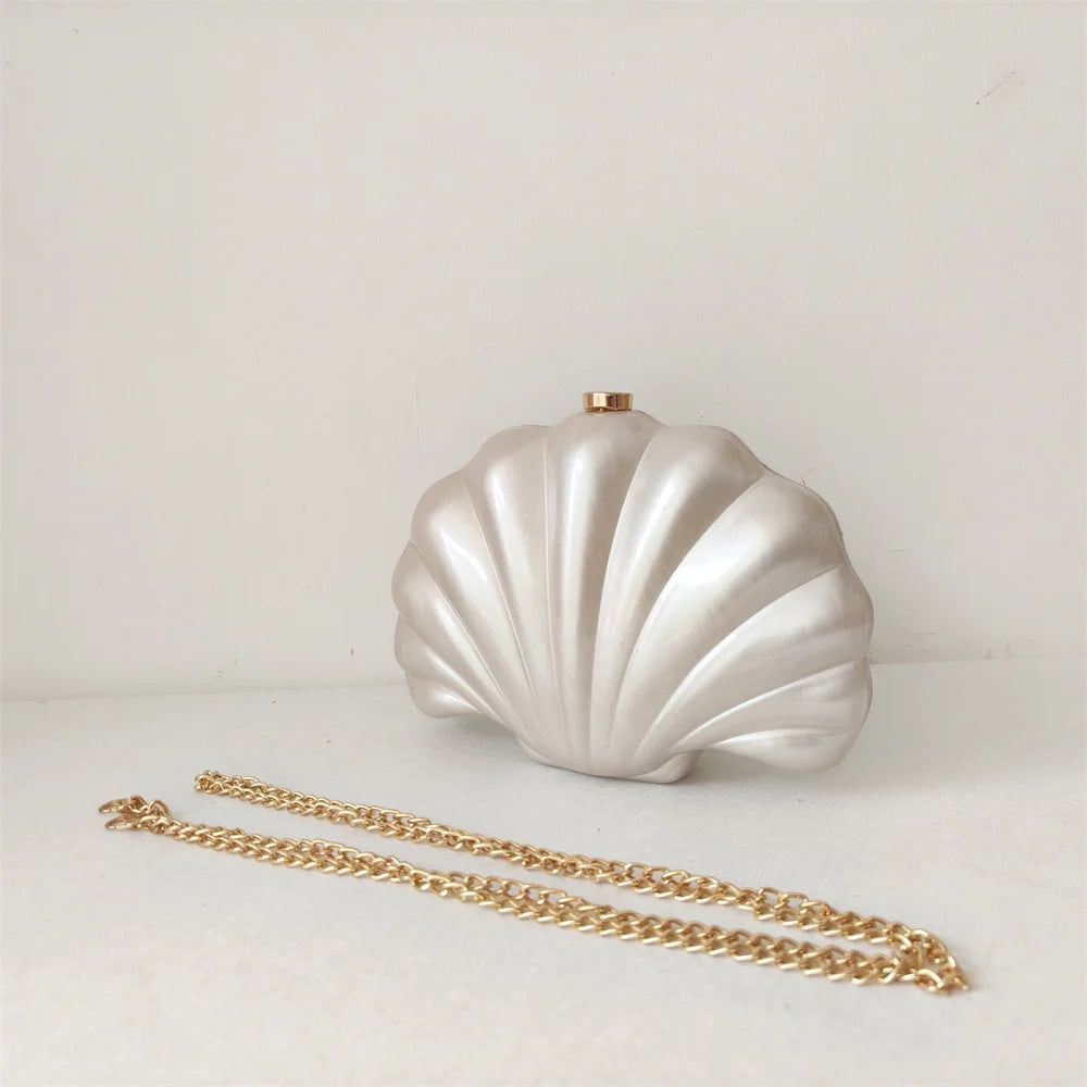 Female Shell Acrylic Box Clutches Lady Gift Evening Bag Party Prom Stones Handbags Luxury Women Wedding Bridal Clutch Purse Bag