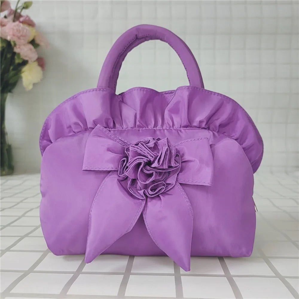 Small Women Middle Bag Top Handle Ladies Handbag Phone Bag Summer Purse National Style With Zipper Bowknot