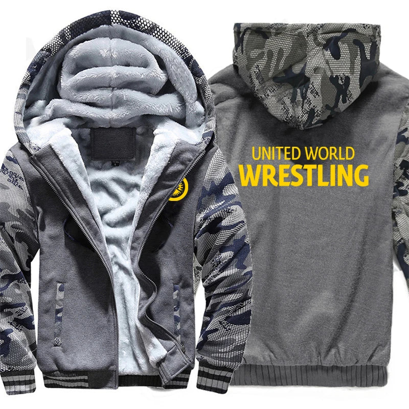 United World Wrestling UWW Men Hoodies Sweatshirts Autumn Winter Warmer Thicken Fleece Fashion Coats Harajuku Top