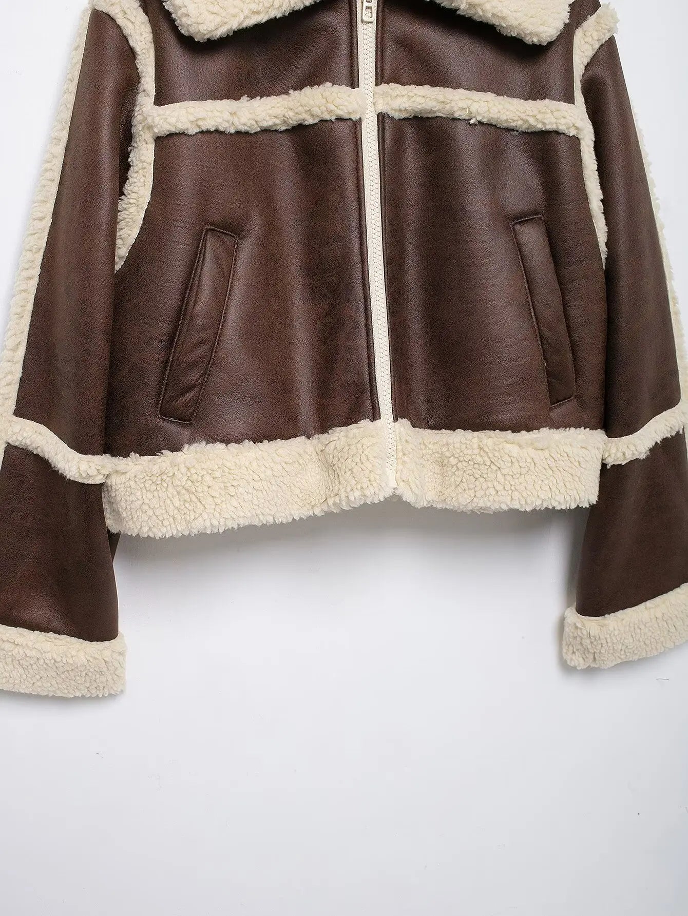 KONDALA Fashion 2024 Fleece Women Turn-down Collar Streetwear Jacket High Street Cool Zipper Winter Outwear Casual Vintage Coatr