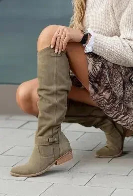 Hot Selling Retro Women Boot Large Size43Suede High Women Boot Winter Boot Women High Heel Allmach Knee Length Boots Botas Mujer