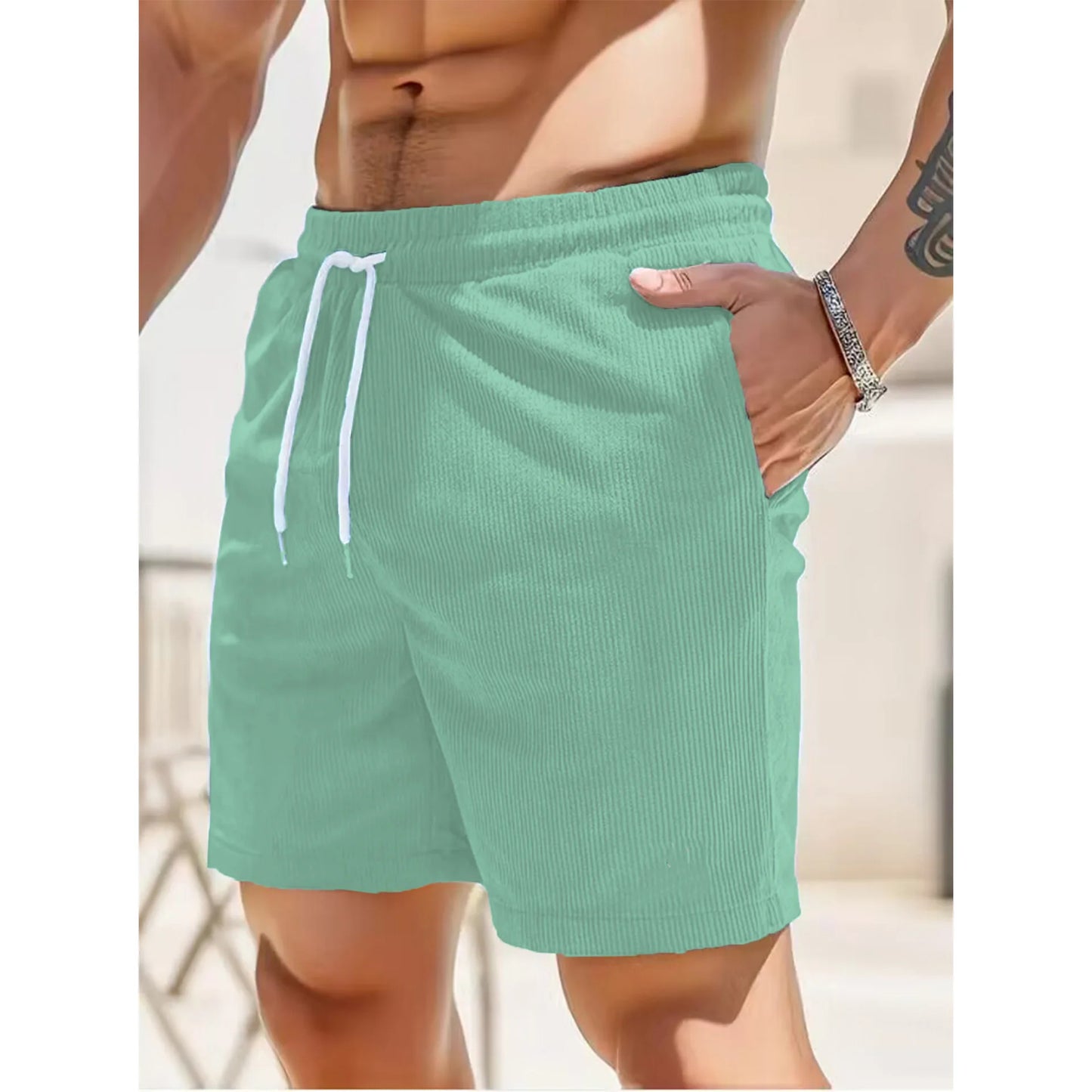 2026 Summer Men Corduroy Shorts Casual Lightweight Loose fit Men's Beach Board Shorts Short Pants Trousers