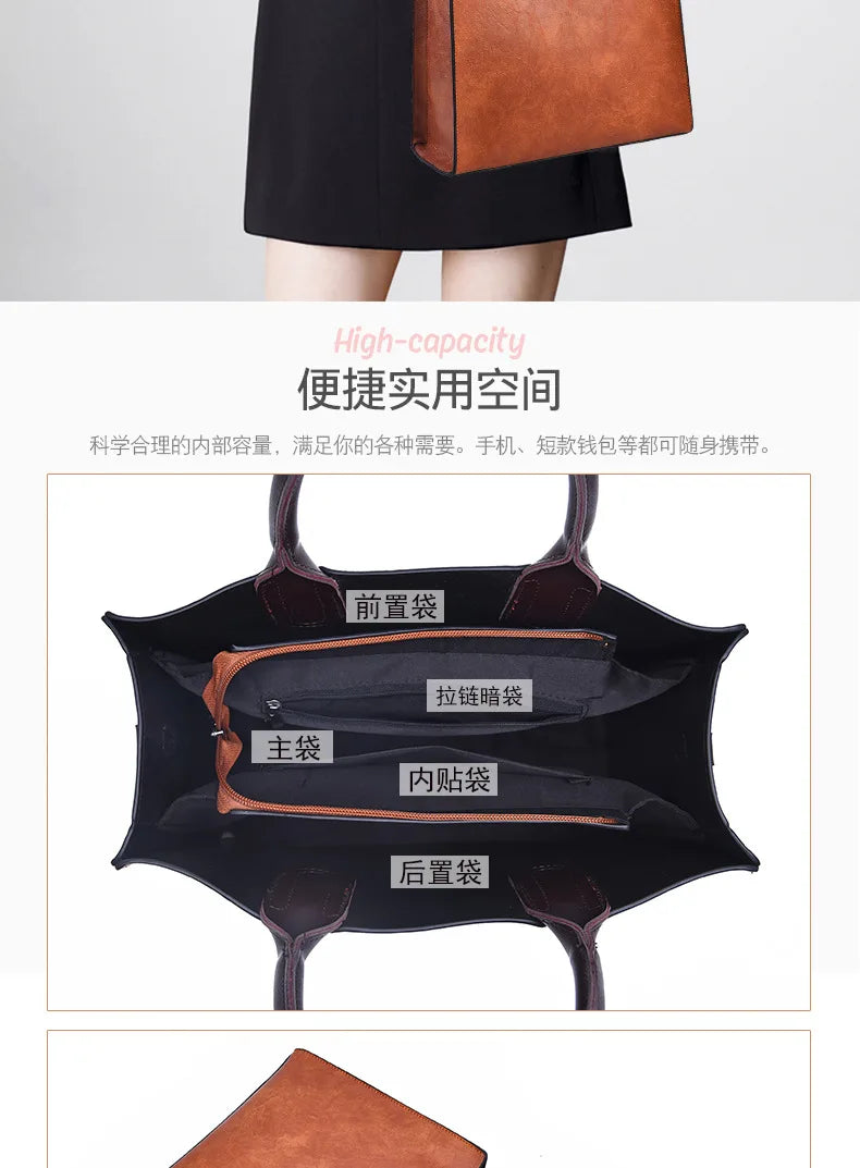 Large Capacity Women's Casual Tote Bag Women Leather Handbags Ladies Square Shoulder Bag Bolsas Femininas Fashion Crossbody Bag