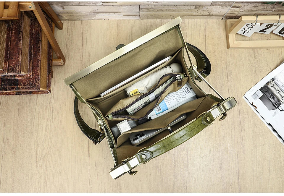 CONTACT'S Genuine Leather Top Handle Bags for Women Sling Shoulder Bags Tote Bag Handbags Metal Frame Female Bags Office Ladies
