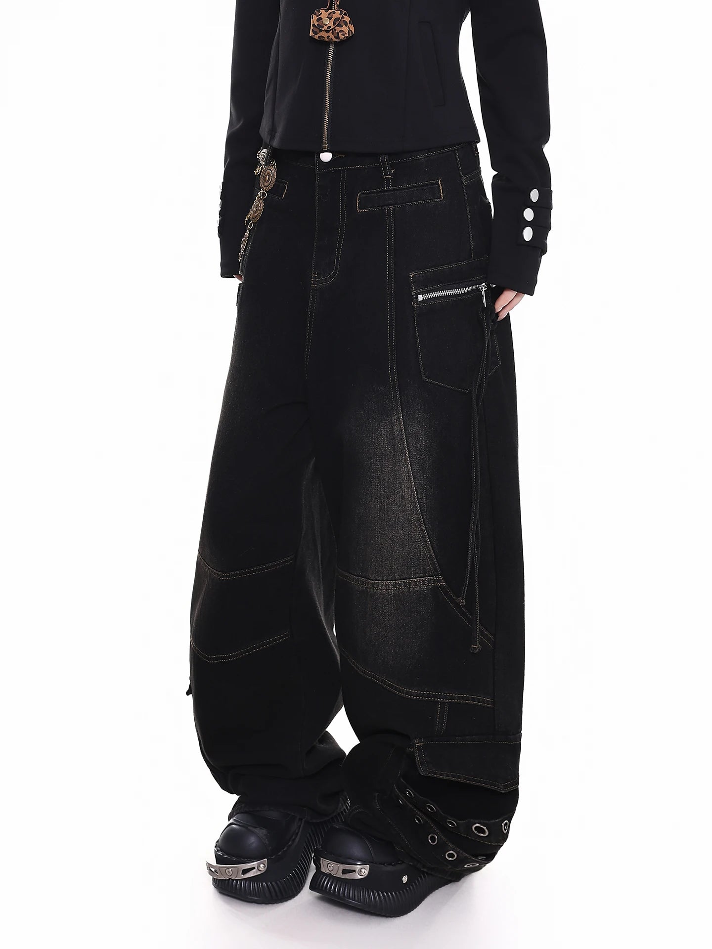 Street Style Orange Jelly Jeans Women's Loose Casual Wide Leg Pants Vintage Feel Comfortable Fit Spring Season Ladies Jeans