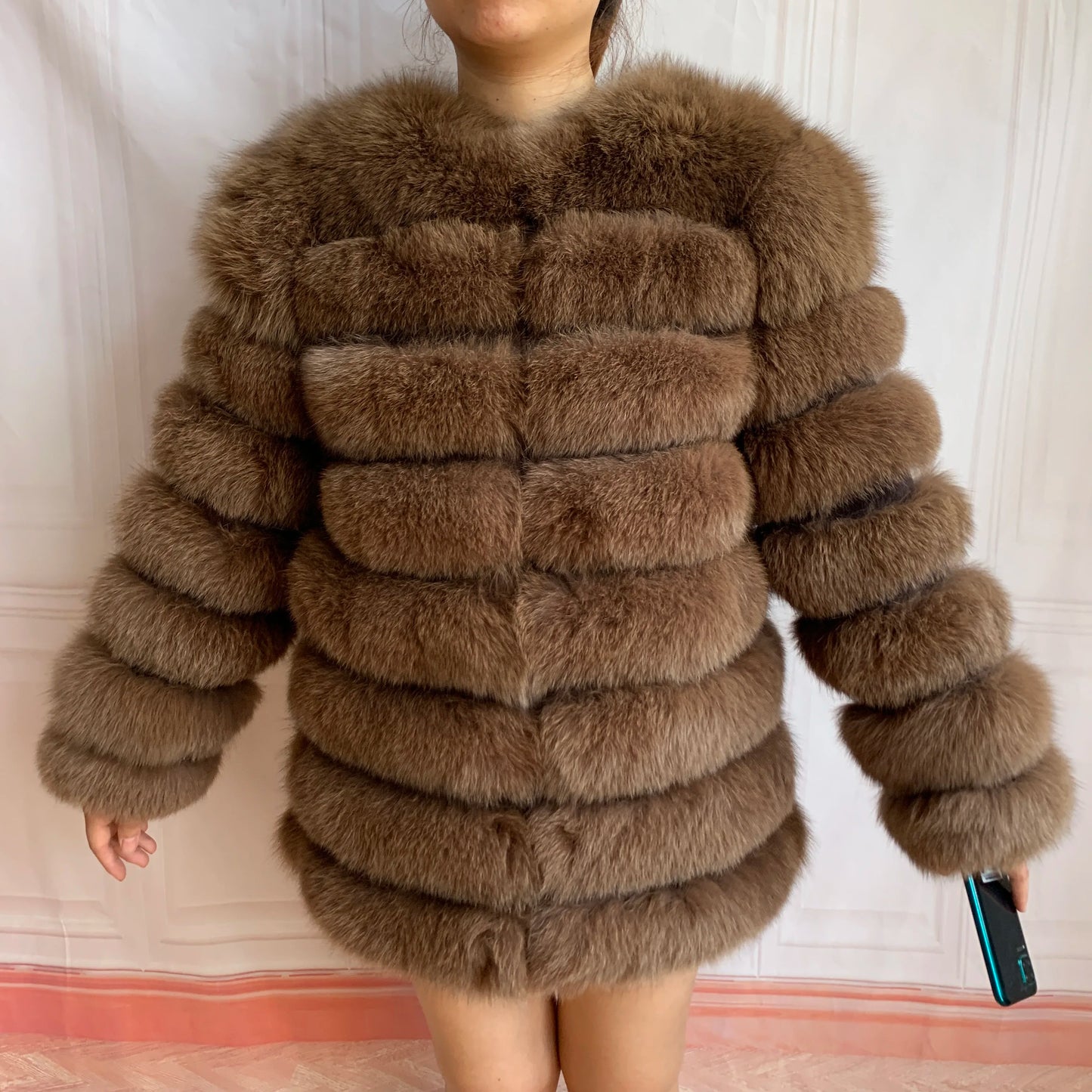 NEW Style Length Sleeves 4in1 Real Fur Coats Women Natural Real Fur Jackets Vest Winter Outerwear Women Fox Fur Coat Quality Fur
