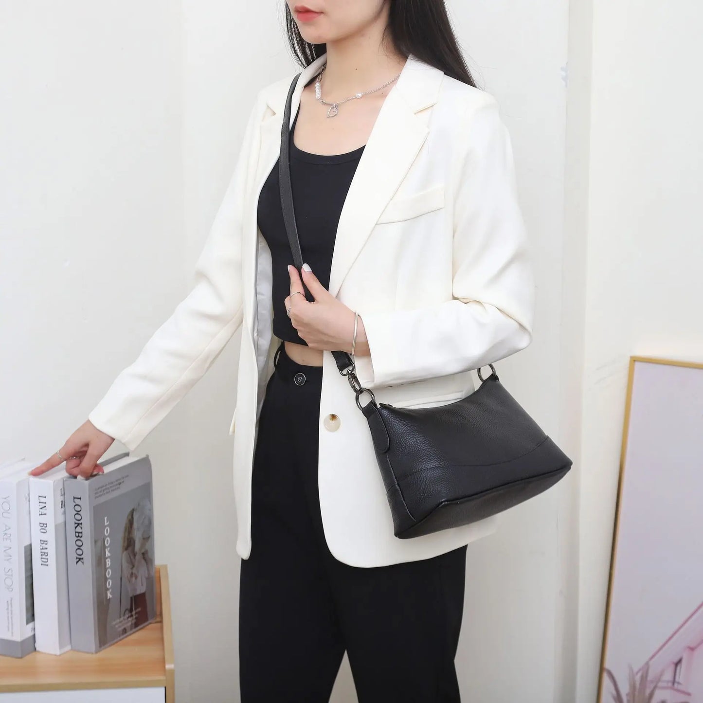 Vintage Messenger Bag Red Mom Bag Leather Bag Soft Leather Large Capacity Minimalist Crossbody Bag Women Female Luxury Bag