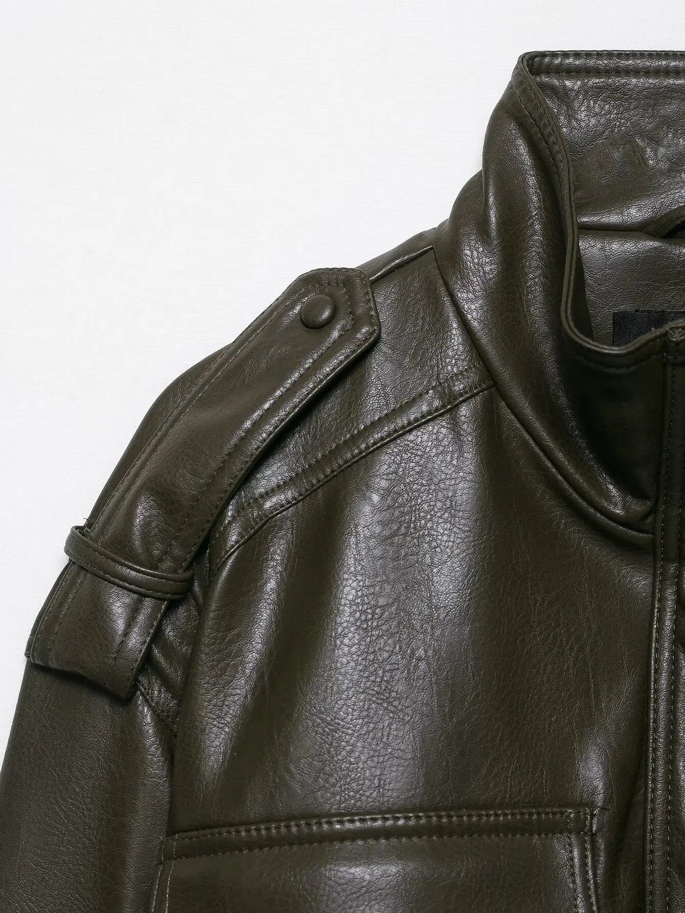 HH Women Faux Leather Cropped Jacket vintage Bomber Jackets With Pockets Long Sleeve Coats Zipper Overcoat Jacket For Woman