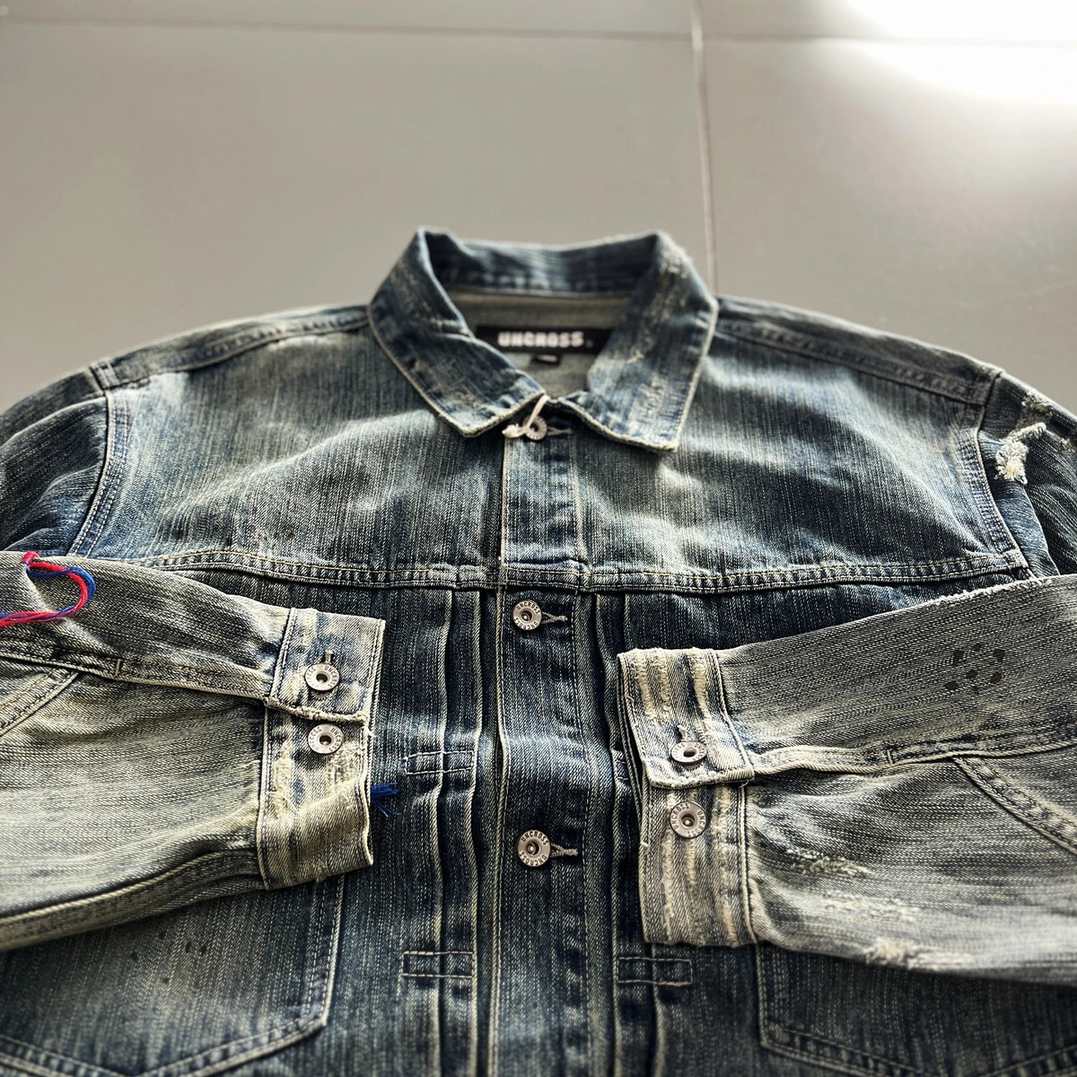 Vintage Washed Denim Jacket Loose Fit Short CleanFit Men's Jeans Coat Casual Style Button Closure Long Sleeve Cotton Jacket