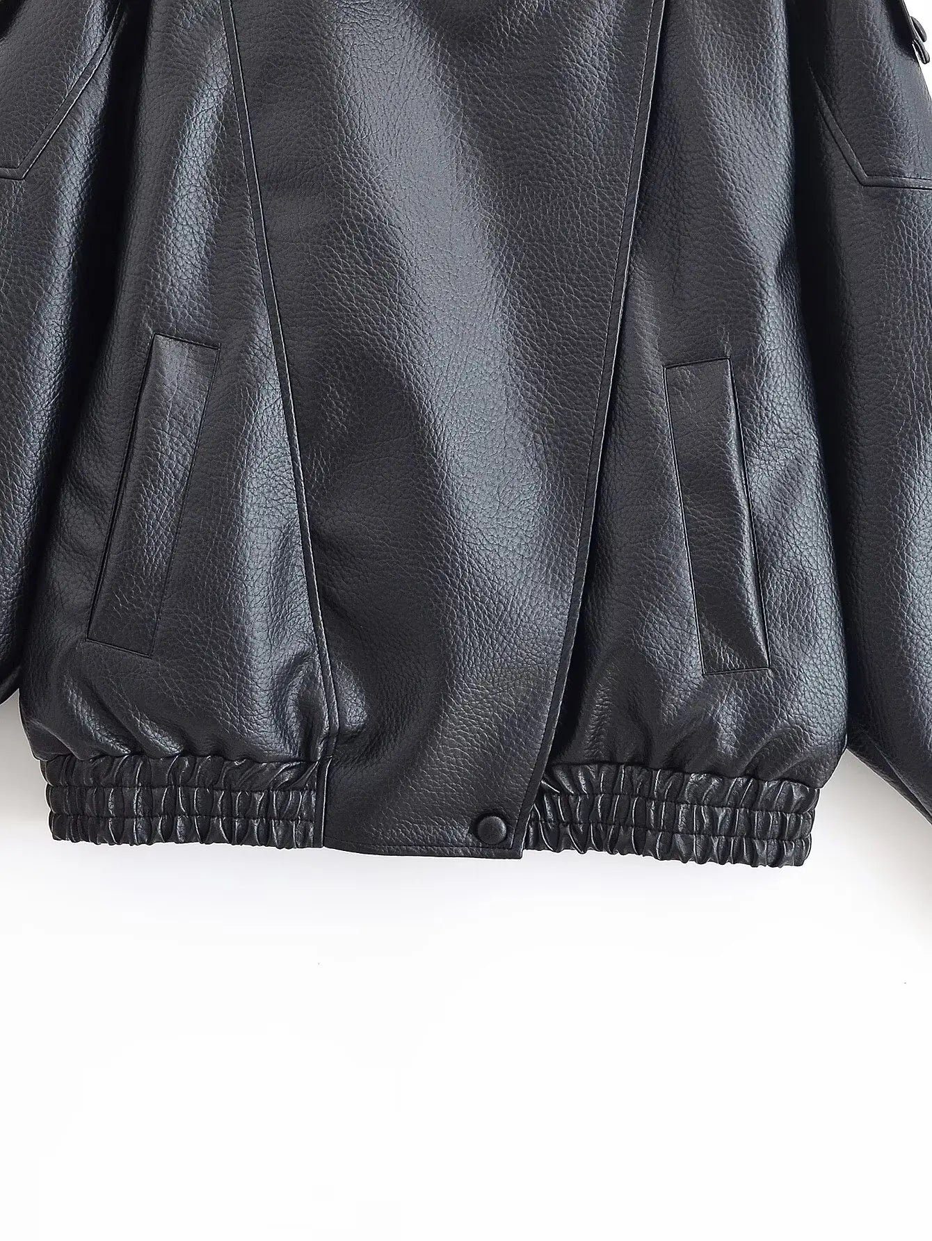 Women's Edgy Oversized Faux Leather Moto Jacket High Collar Asymmetric Zip Biker Coat