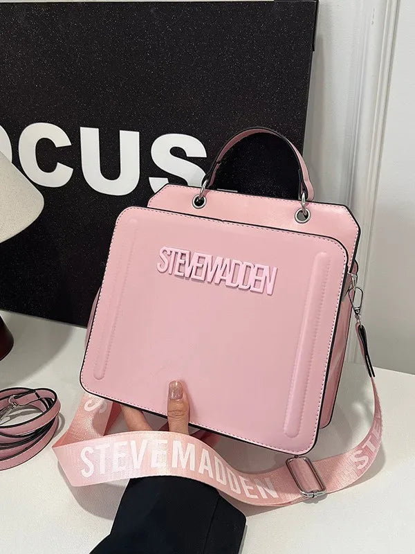 Trendy Commuter Women's Shoulder Bag Fashionable Letter Print Simple Urban Style PU Material Medium Size Zipper Opening Cross...