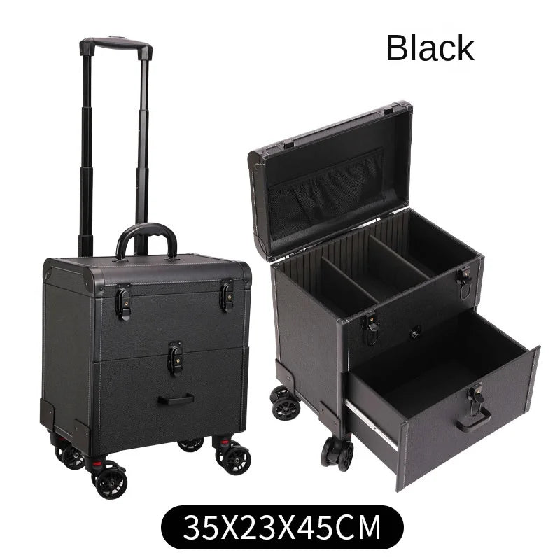 Embroidery Toolbox Beauty Nail Eyelashes Make-up Case Storage Mute Spinner Wheels Cosmetic Trolley Suitcase