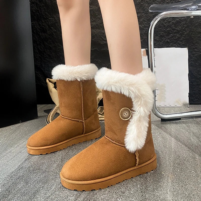 Winter New Round Toe Comfortable and Casual Snow Boots Fashionable Shallow Mouth Sexy and Lightweight Midsole Boots for Women