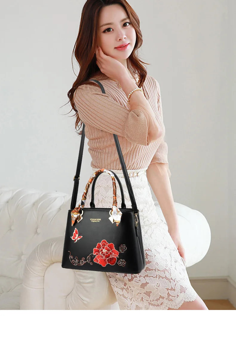 2024 New Women's Embroidered Handbag Versatile Fashion Trend Women's Crossbody Bag Exquisite Large Capacity Female Shoulder Bag