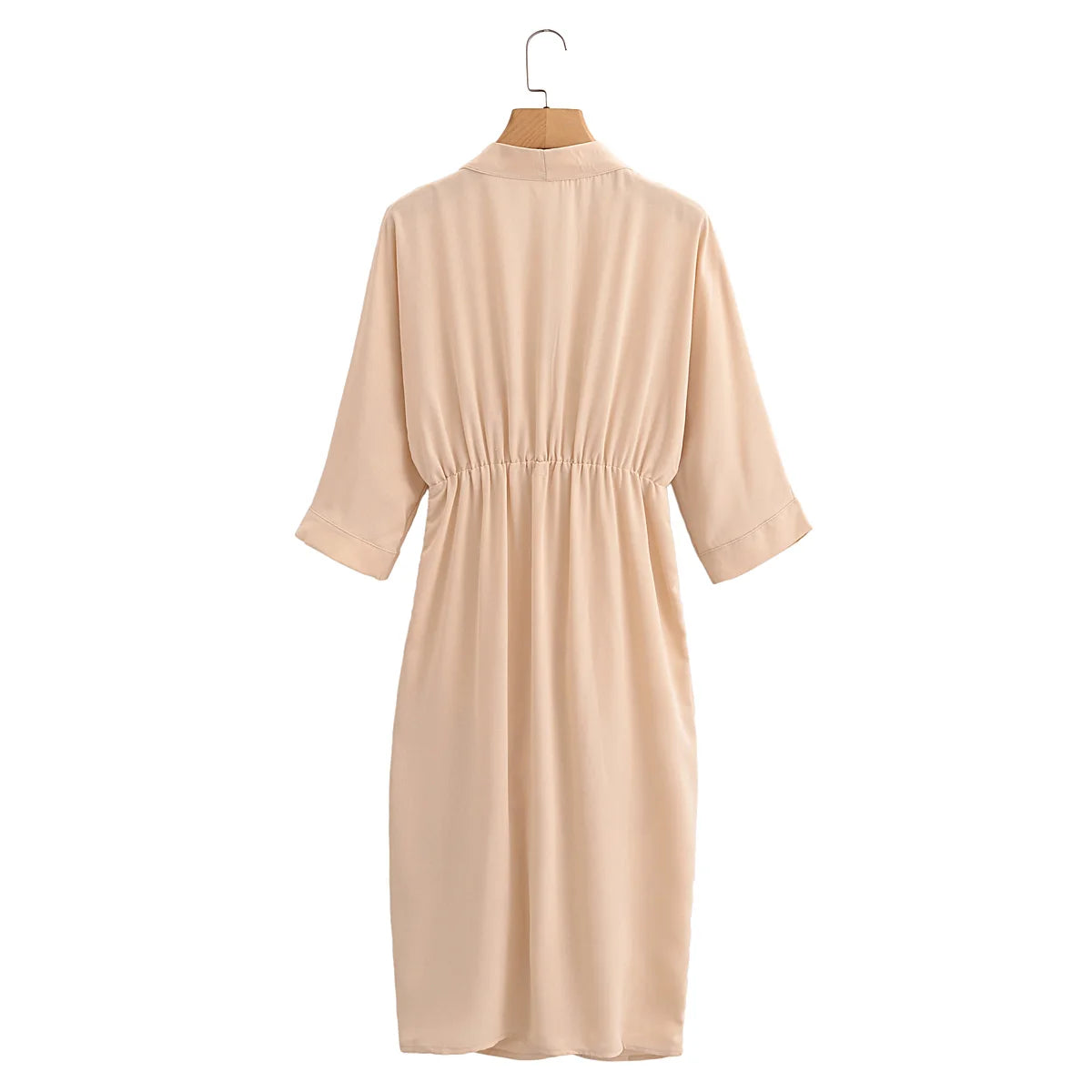 HH Dress Women Elegant Solid Waist Fitted Draped Dress Slim V Neck Half Sleeve Dresses Summer Woman Evening Dress Vestidos
