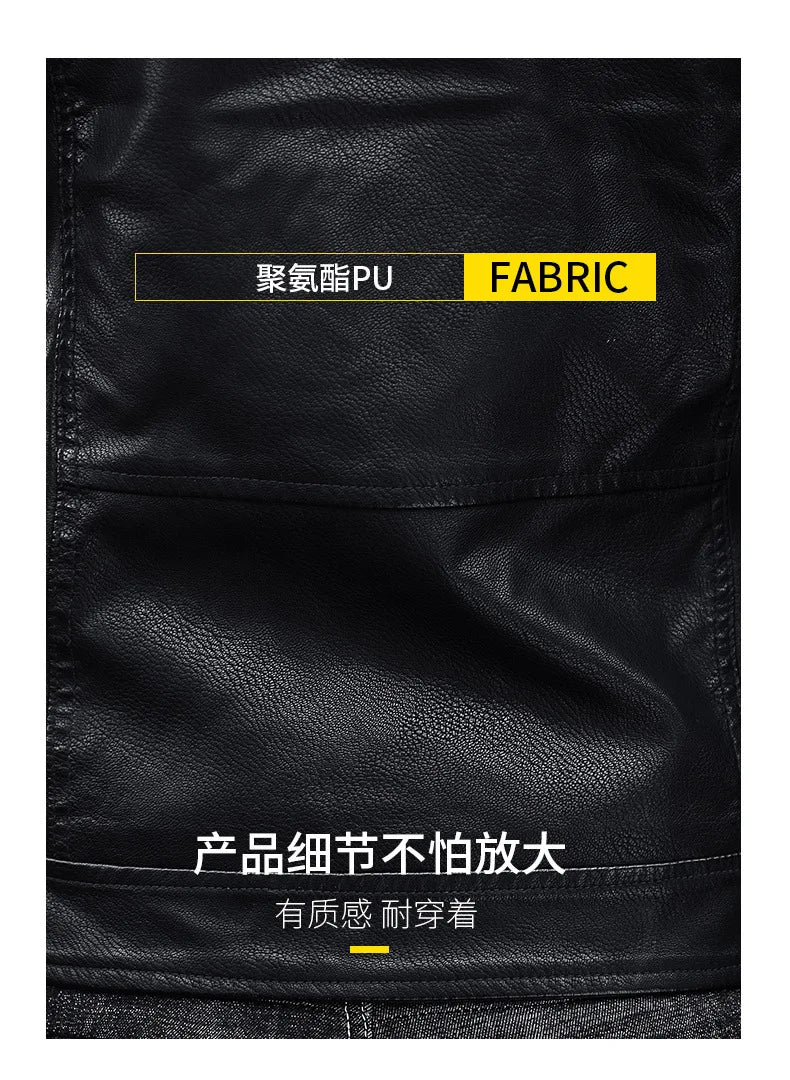 Male Slim Fit Pu Leather Coats Mens Motorcycle Jackets Black Outwear Leather Coats Man High Quality Business Leather Jacket