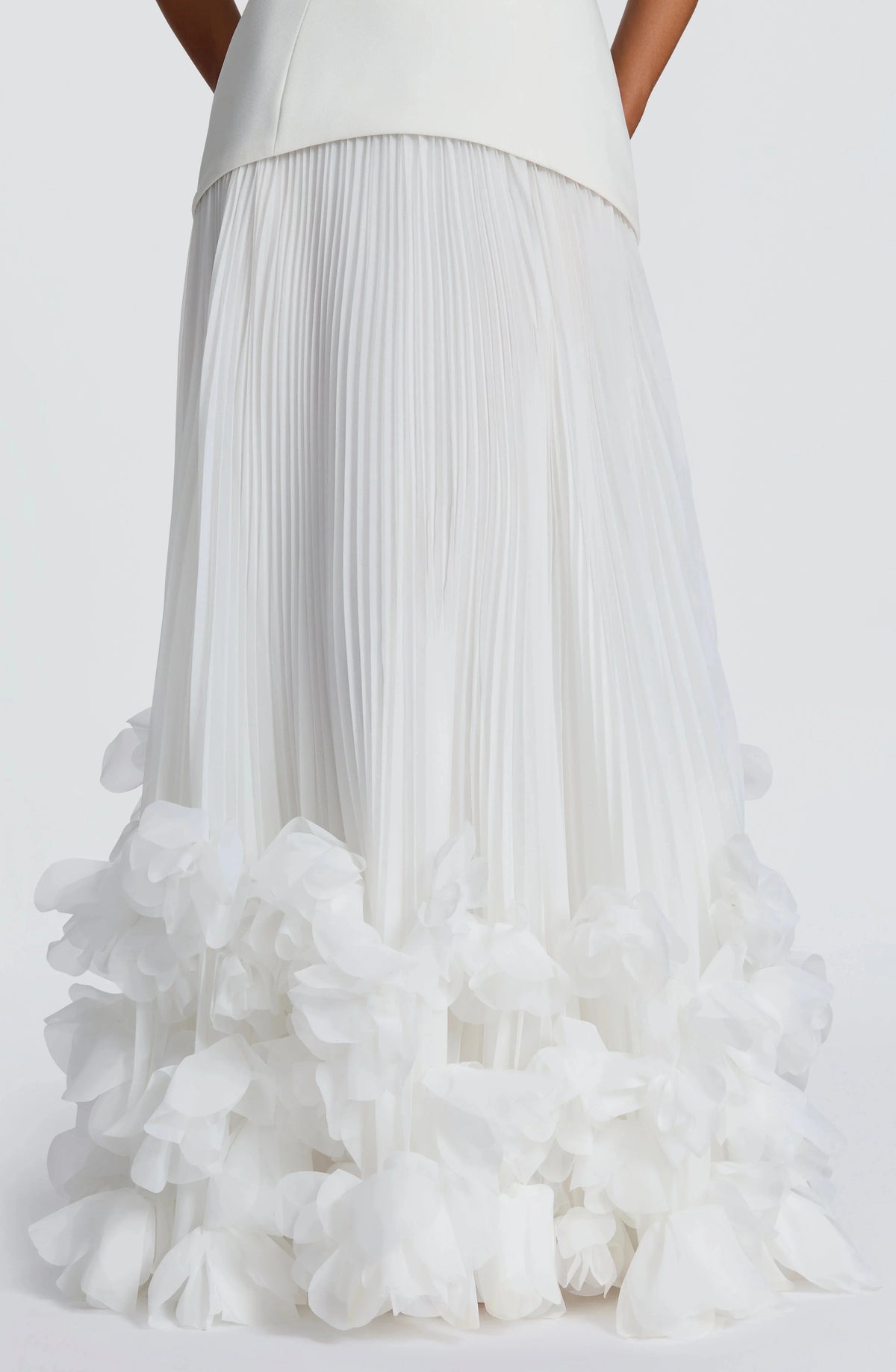 Sexy Lemon Strapless Corset Maxi Gown Sleeveless Corset Pleated Chiffon 3d Floral Hem Flowy Skirt Formal Evening Party Wear