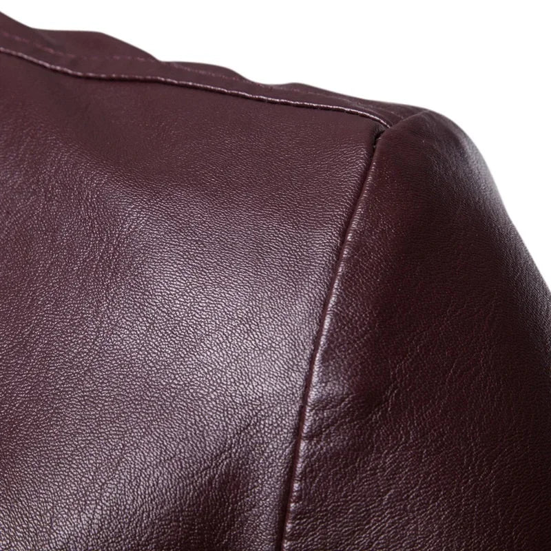 2024 Men Slim Autumn New Causal Vintage Leather Jacket Coat Men Design Motorcycle Biker Zipper Pocket PU Leather Jacket Coat