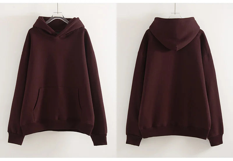 Winter Warm Hoodies Oversized For Women With Fleece Inside Yellow Thick Sweatshirts With Hooded Women Pink Hoodies Velvet Winter