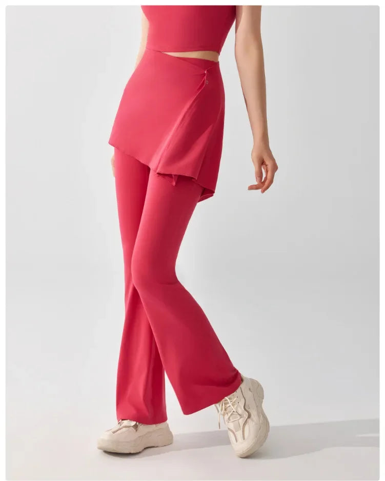 Detachable Two-piece Skirt Yoga Leggings Women Black Soft Tight Gym High Waist Hip Lifting Fitness Athletic Skinny Flared Pants