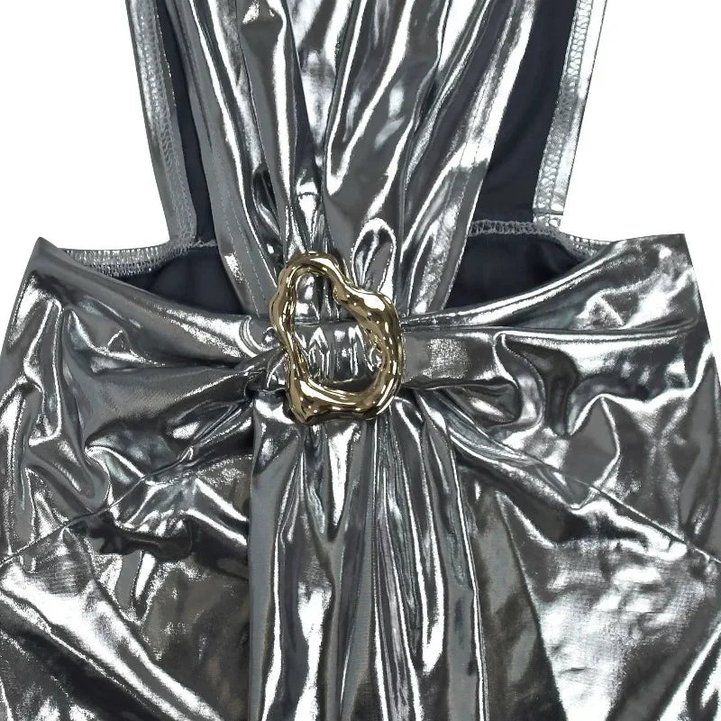 GUWU Women Gilding Sleeveless Cut Out Bodycon Midi Maxi Long Dress 2025 Summer Beach Vacation Sexy Party Birthday Dresses