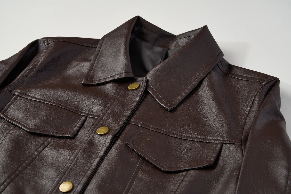 Black Short PU Leather Jacket Women's Casual Style Fashion Cool Wind Autumn New Arrival Coat Casual Jacke Top for Women