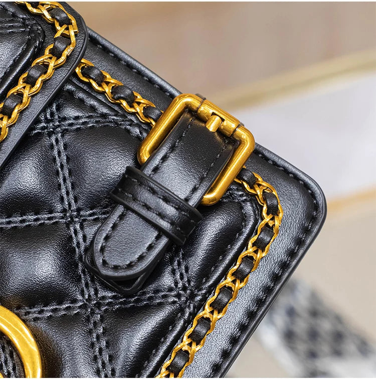 Women's handbag genuine diamond grid handbag women's 2024 new high-end designer crossbody shoulder small square bag