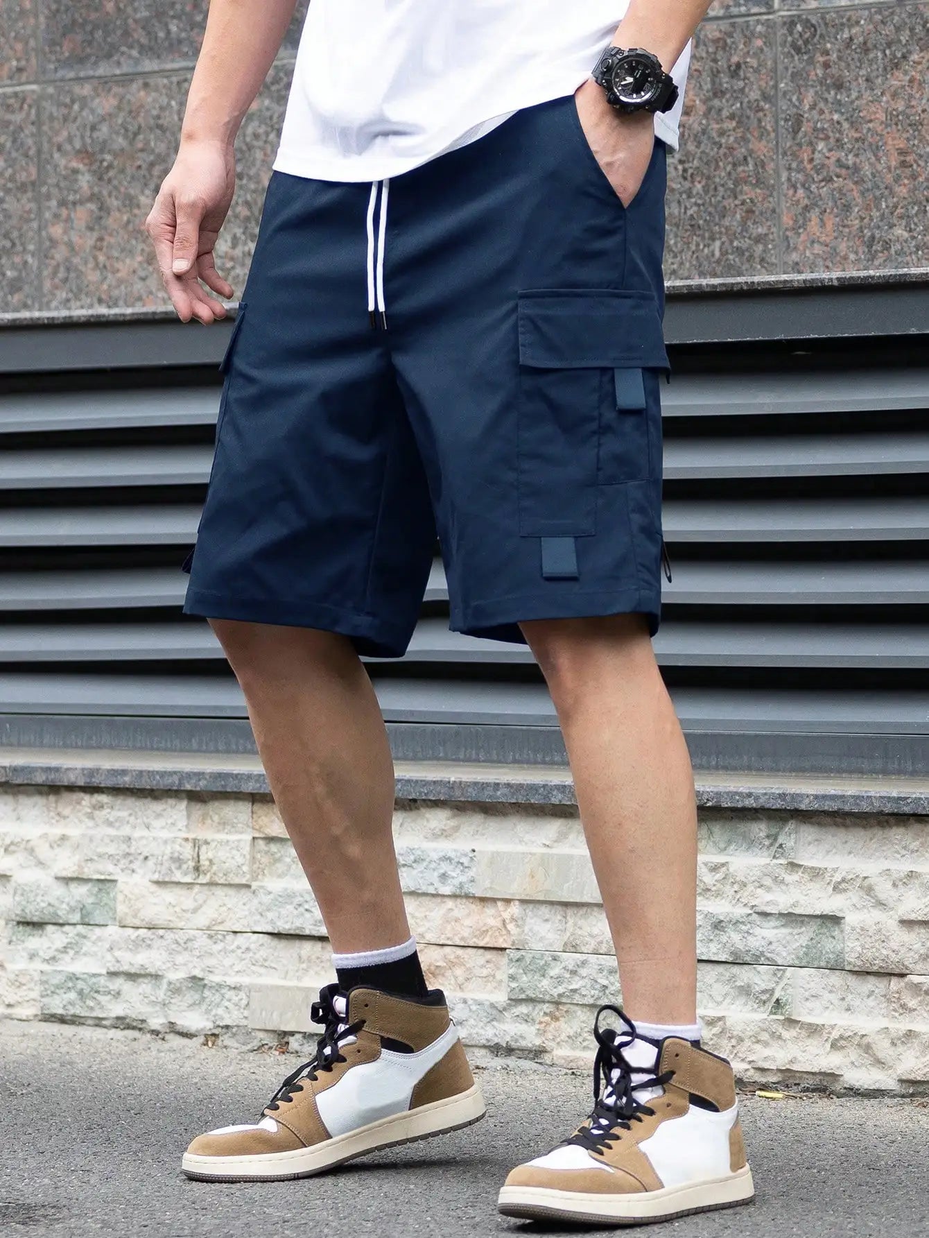 Men's Casual Drawstring Cargo Shorts For Daily Wear Street Fashion