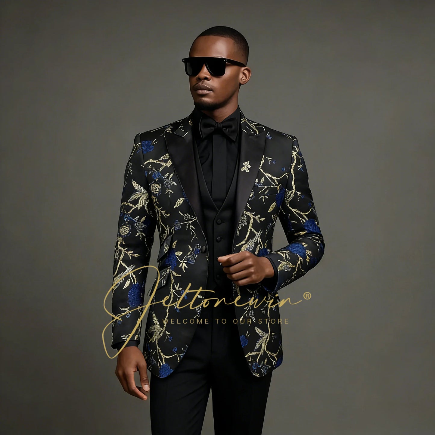 Latest Designs Printed Floral Mens Suits For Wedding Shawl Lapel Groom Tuxedos Slim Fit Terno Masculino Prom Party 3 Pieces Set