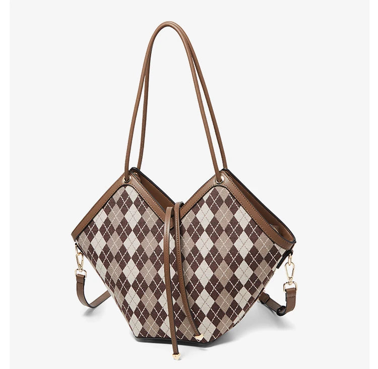FOXER Brand Chic Women's Shoulder Bag 2026 New Spring Summer Luxury Design Female Handbag Purse Fashion Large Plaid Tote Bag
