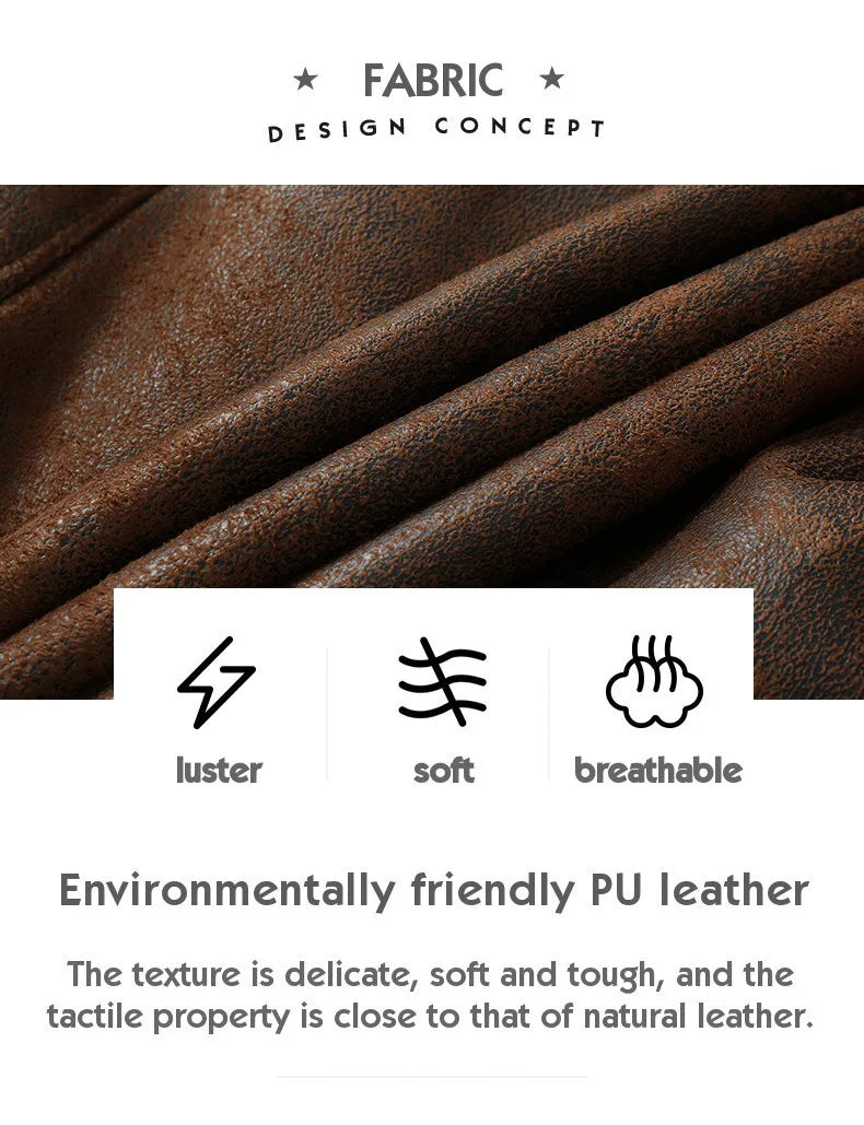 High Quality Leather Jackets Casual Man Winter Fleece Motorcycle Faux Leather Jacket Male Anti-wind Lapel Zipper Jackets Men