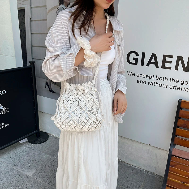 LEFTSIDE Weave Small Shoulder Bags for Women 2025 New Summer Knit Crossbody Bag Females Weave Raffia Beach Bags Handbags