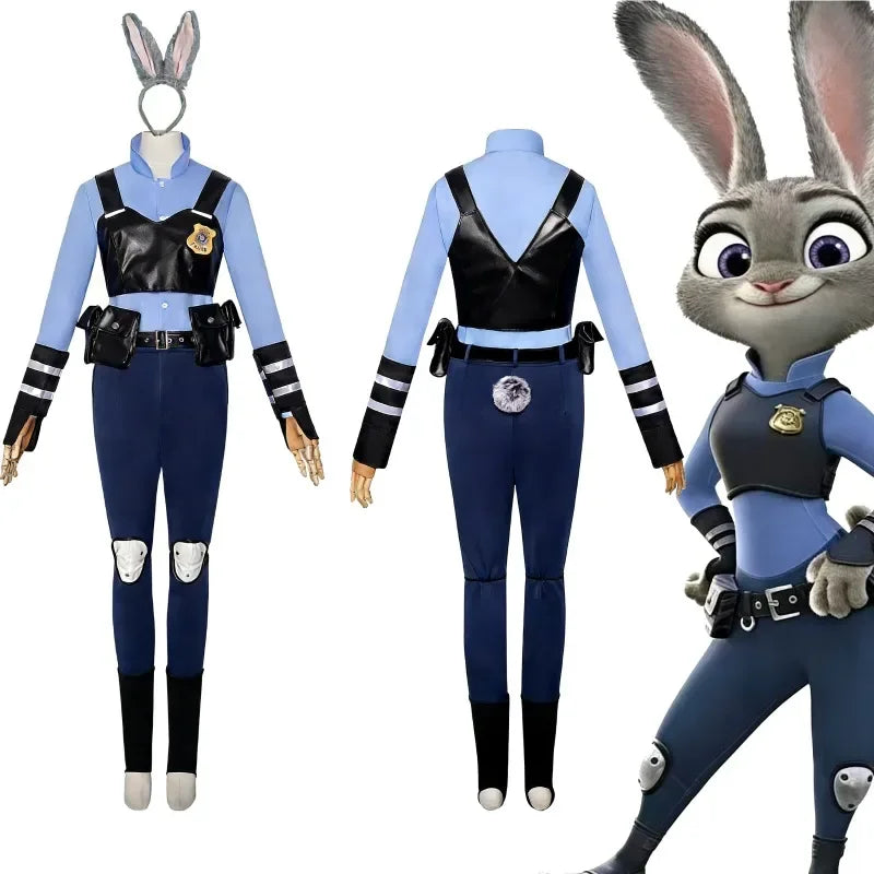 Zootopia Judy Hopps Police Uniform | Kids Adults Cute Cosplay Costume, Halloween Carnival Themed Party Outfit