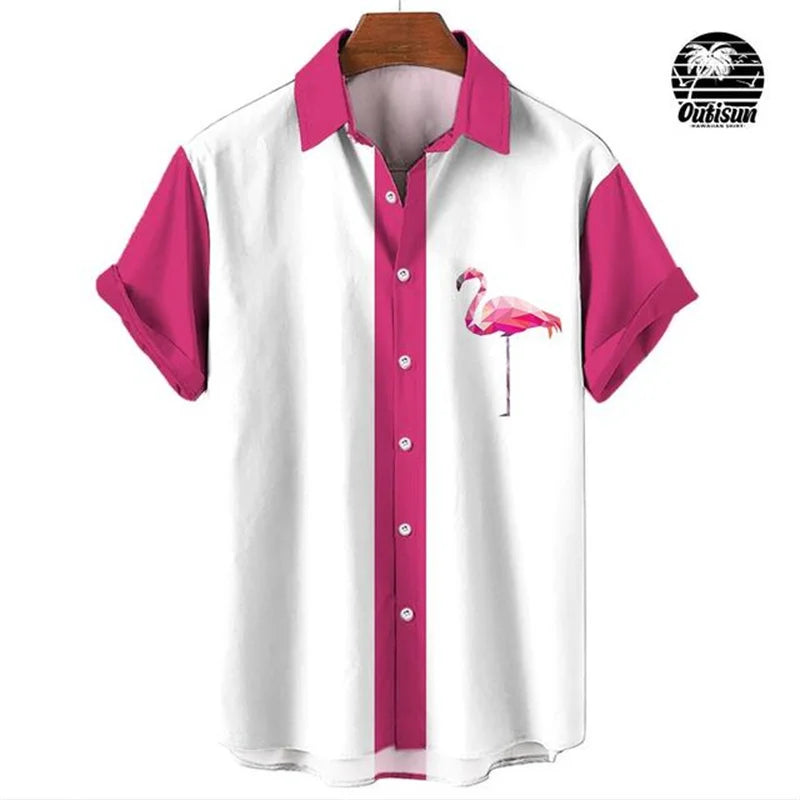 Men Stripe Elegant Blouse Color Printing Idols Clothes Robe Soccer Short Sleeve Casual Social Cufflinks Oversized Fashion Shirts