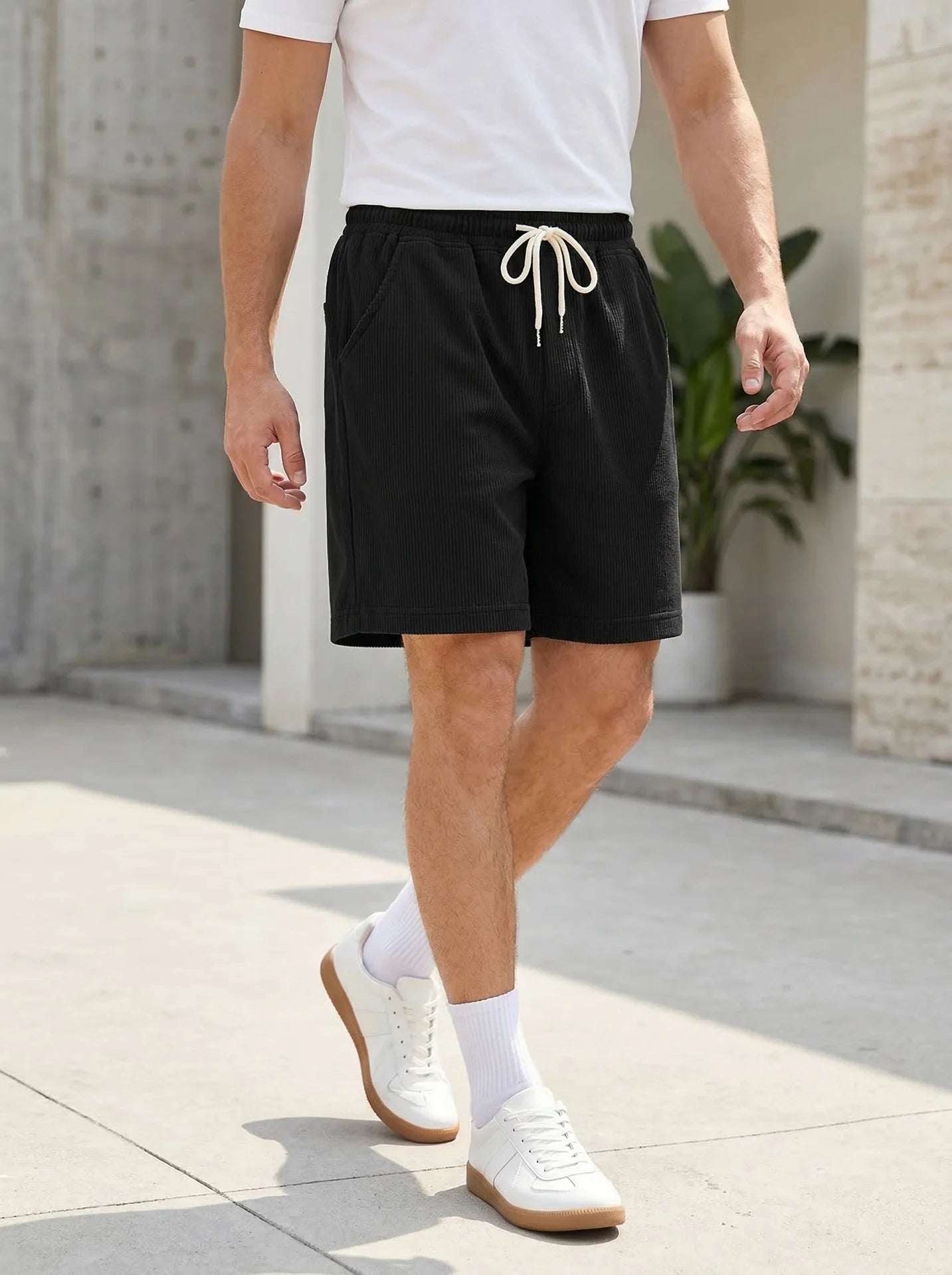 2026 Summer Men Corduroy Shorts Casual Lightweight Loose fit Men's Beach Board Shorts Short Pants Trousers